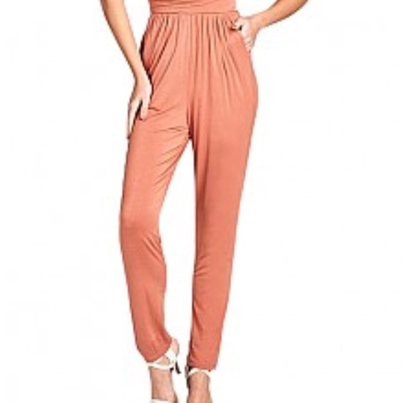 Strapless Tube Top Jumpsuit (peach/apricot) - Picture 2 of 2